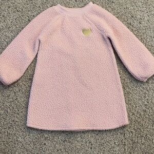 Old Navy Pink Fleece Dress with Gold Heart 5T